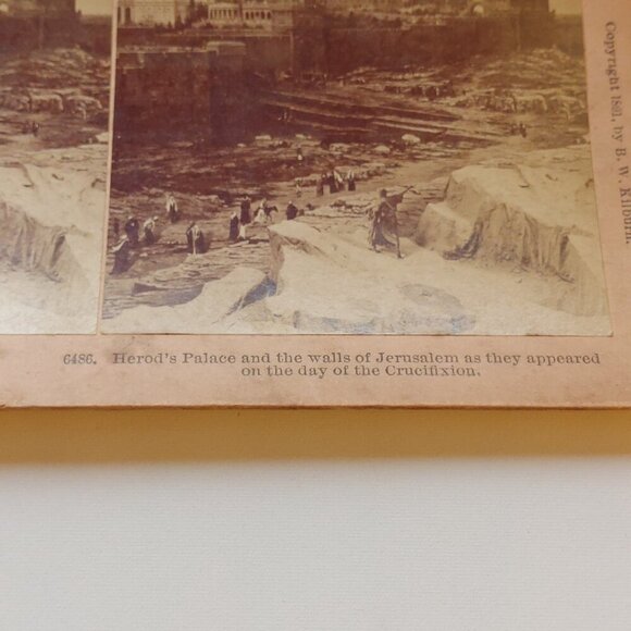 ANTIQUE Stereograph Card Herod's Palace and the walls of Jerusalem as they... - Picture 2 of 5